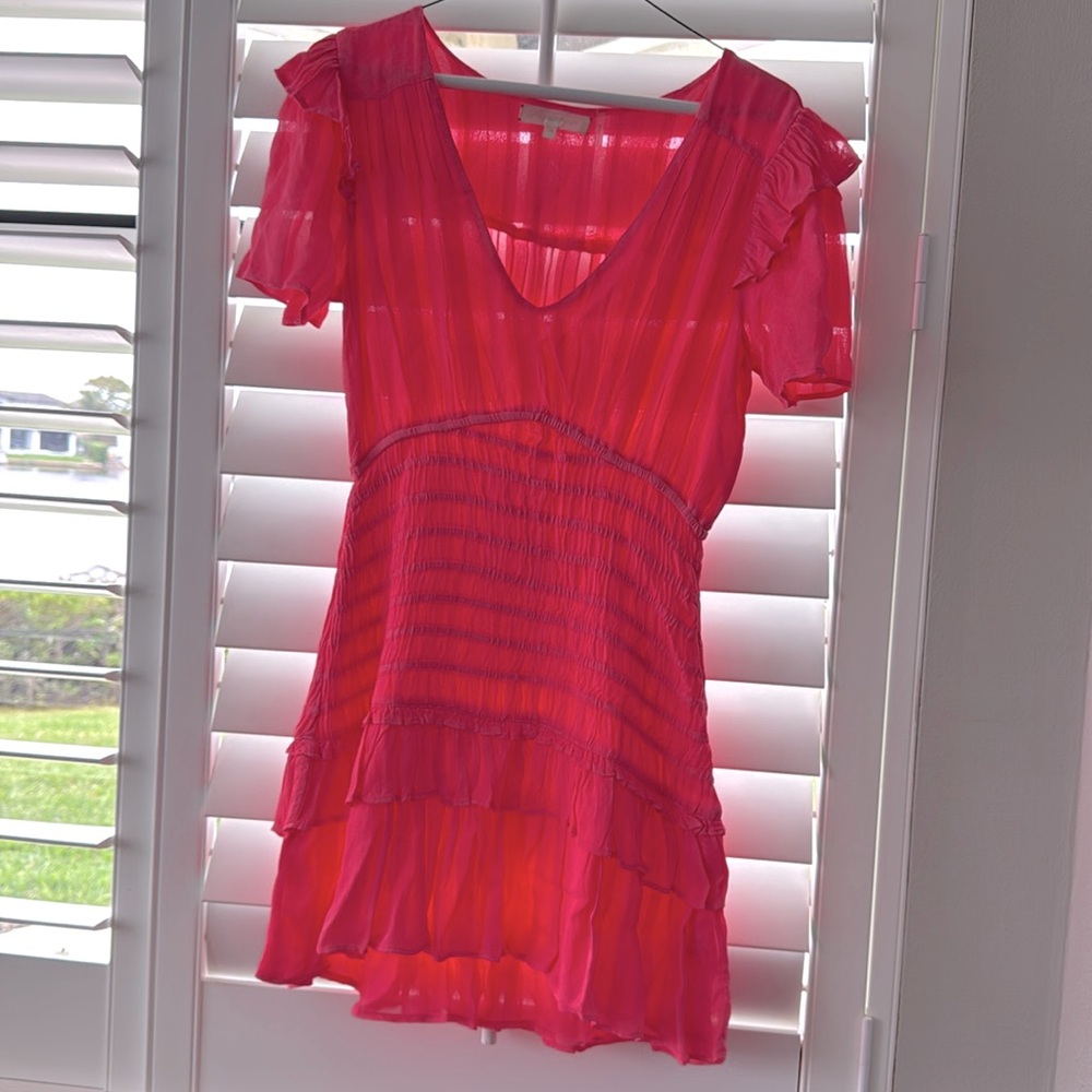 LoveShackFancy xs bright pink mini dress